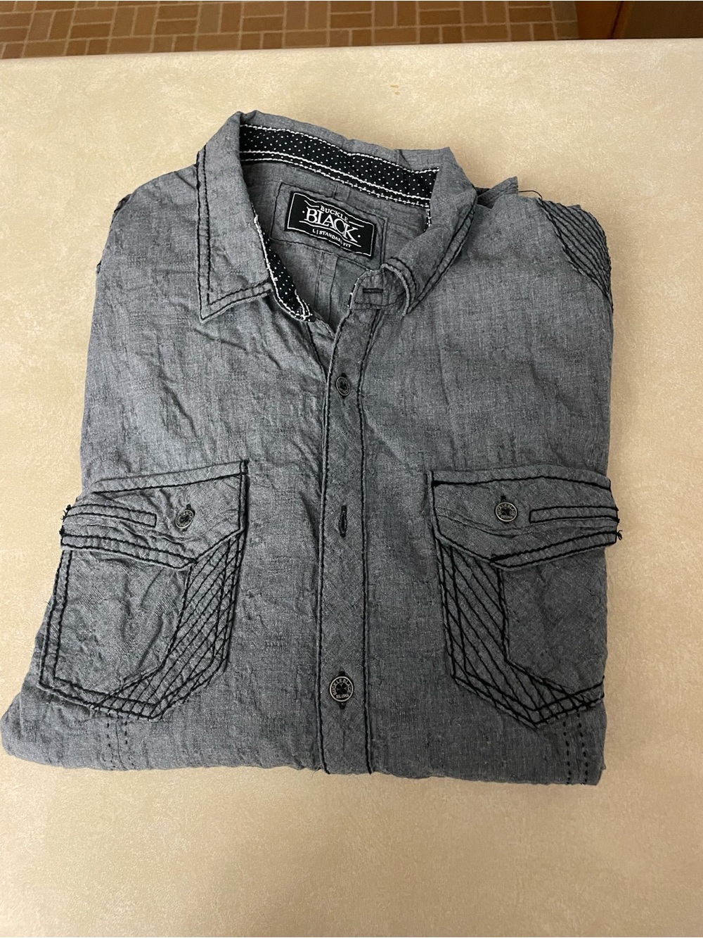 Black Rivet Men’s Gray Button-Up Shirt Jacket